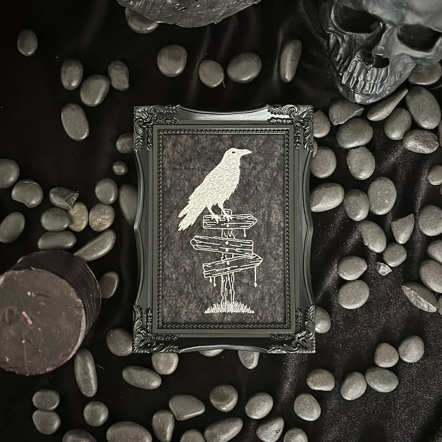 Crow on Crossroads Sign | Decorative Frame