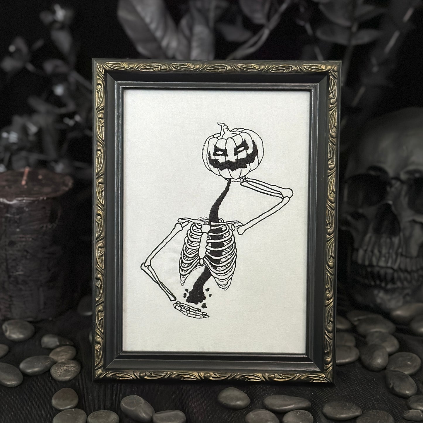 Skeleton with Jack O' Lantern | Decorative Frame