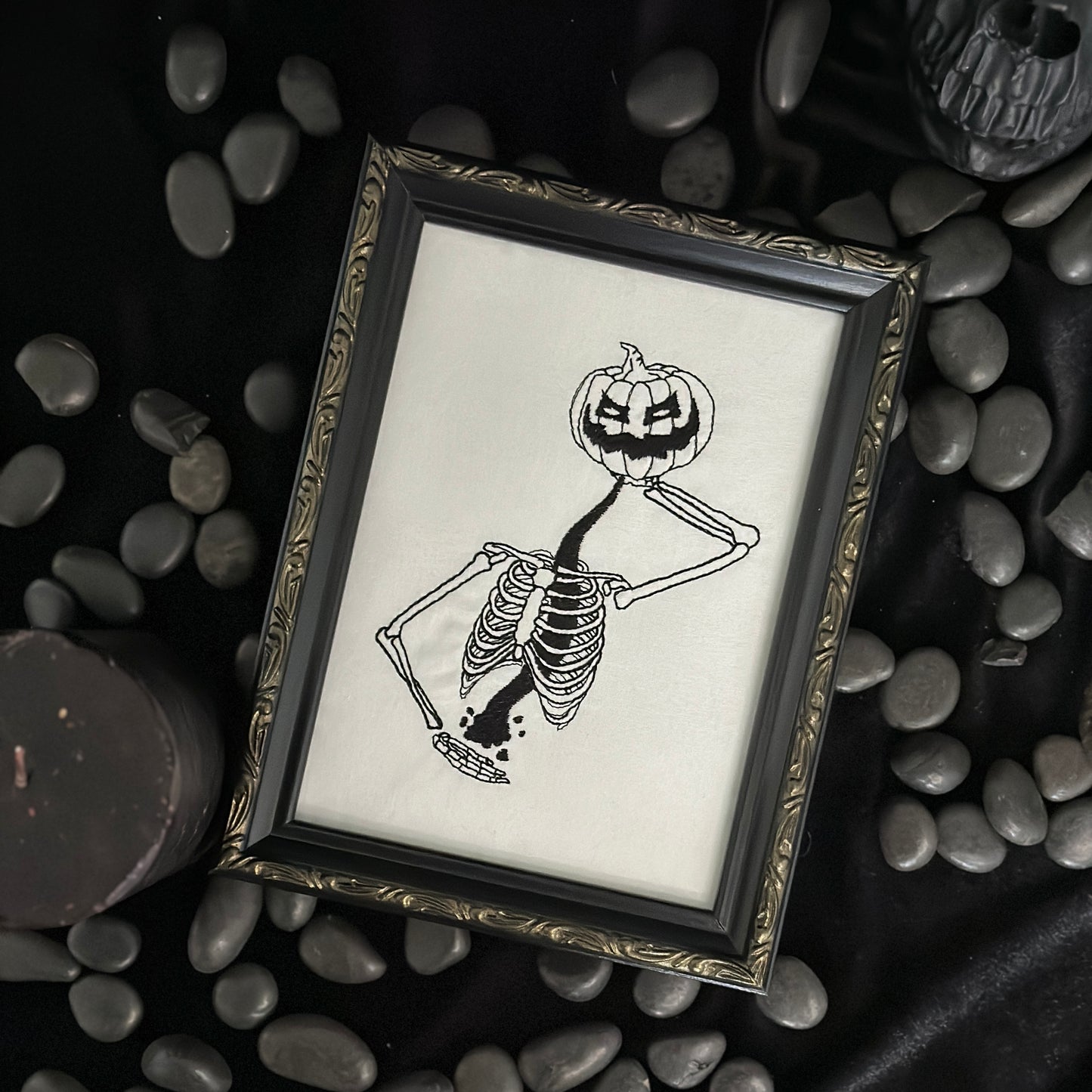 Skeleton with Jack O' Lantern | Decorative Frame